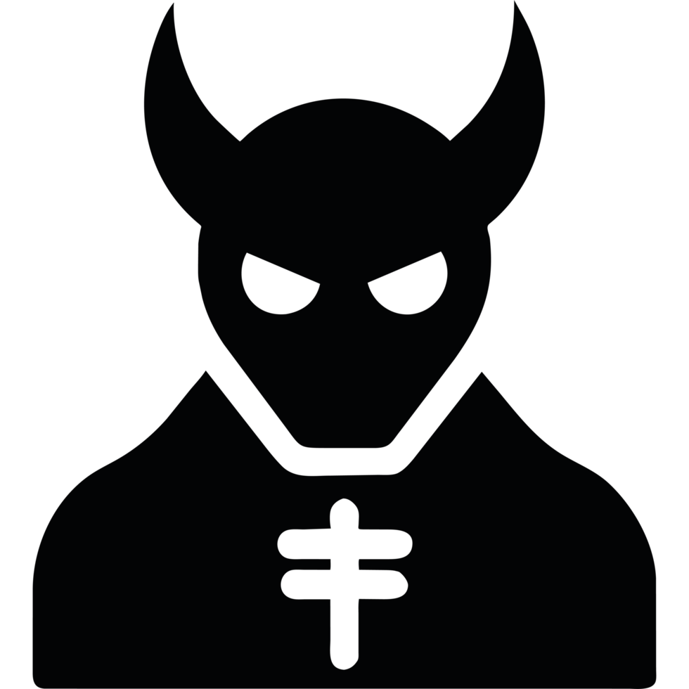 A black and white silhouette of a devil png