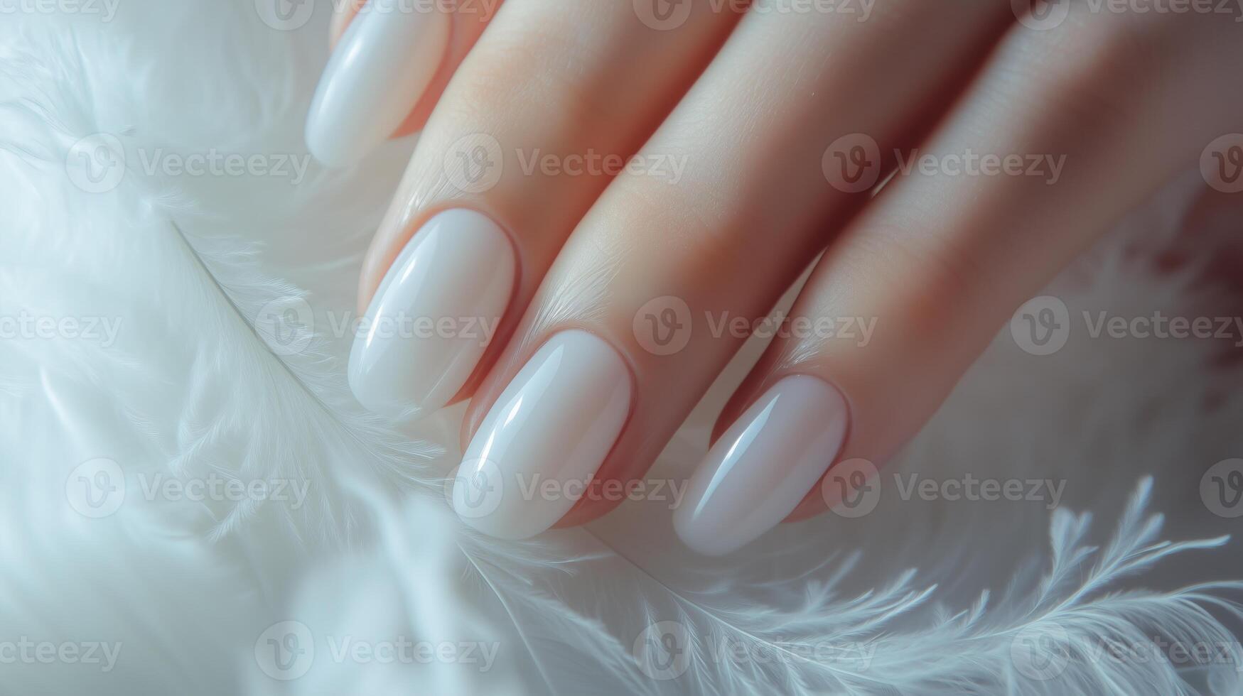 Glamour woman hand with luxury white color nail photo