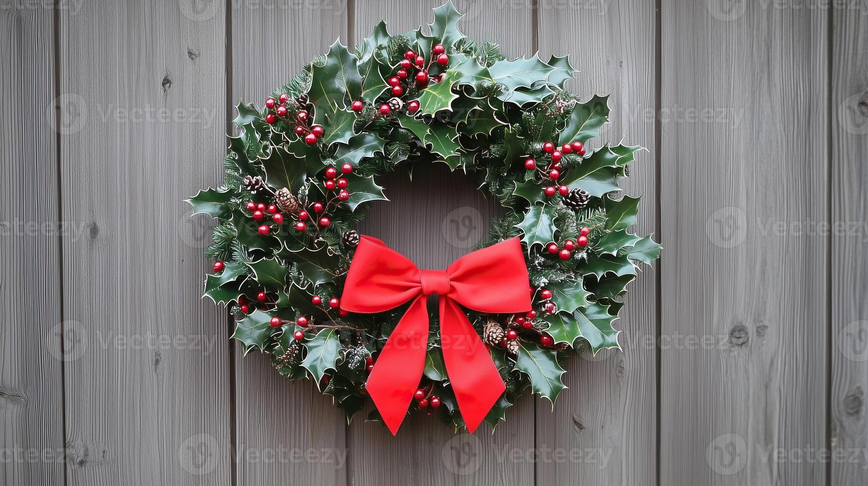 Christmas wreath with red bow photo