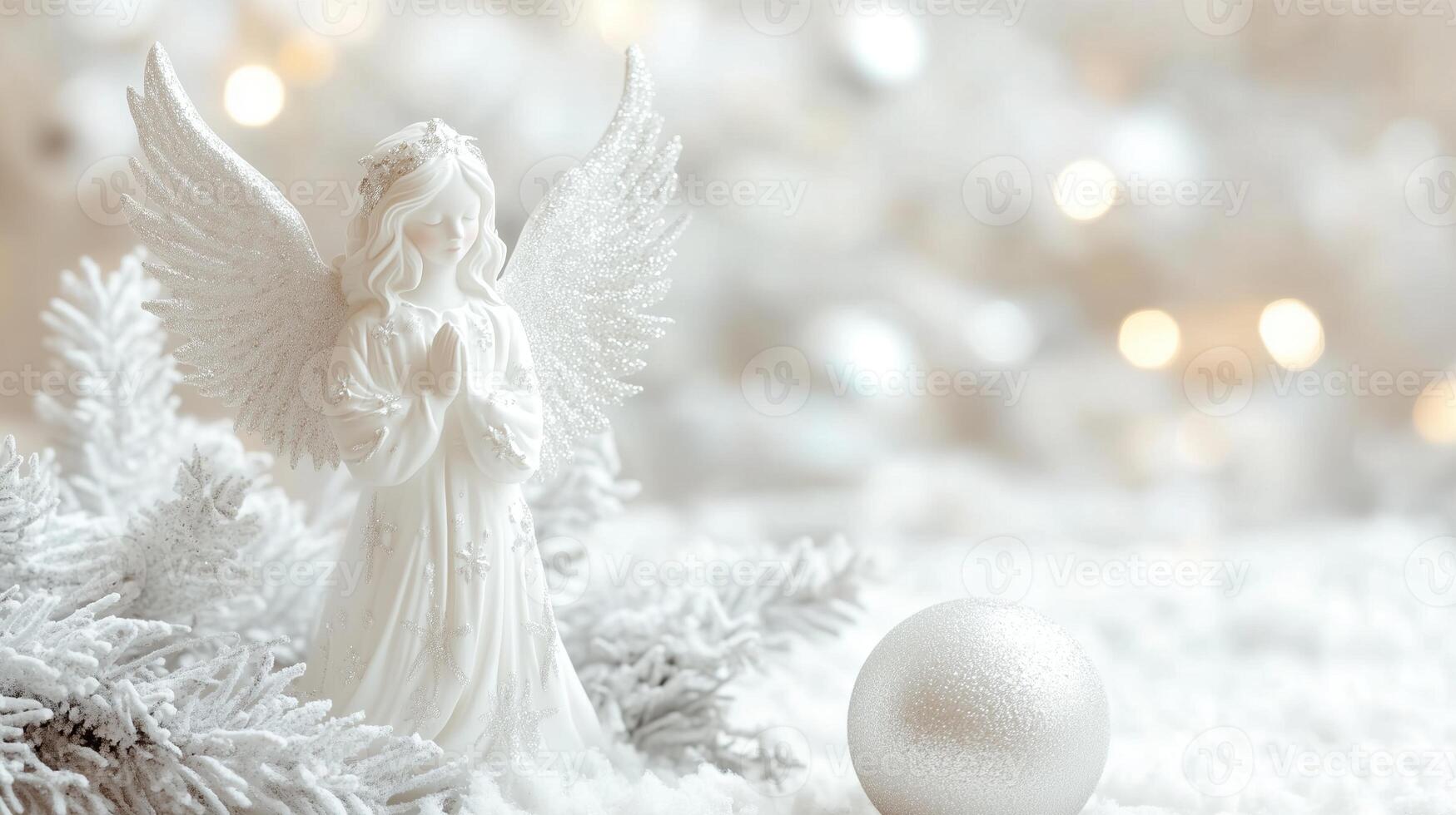 white angel with Christmas decorations. photo