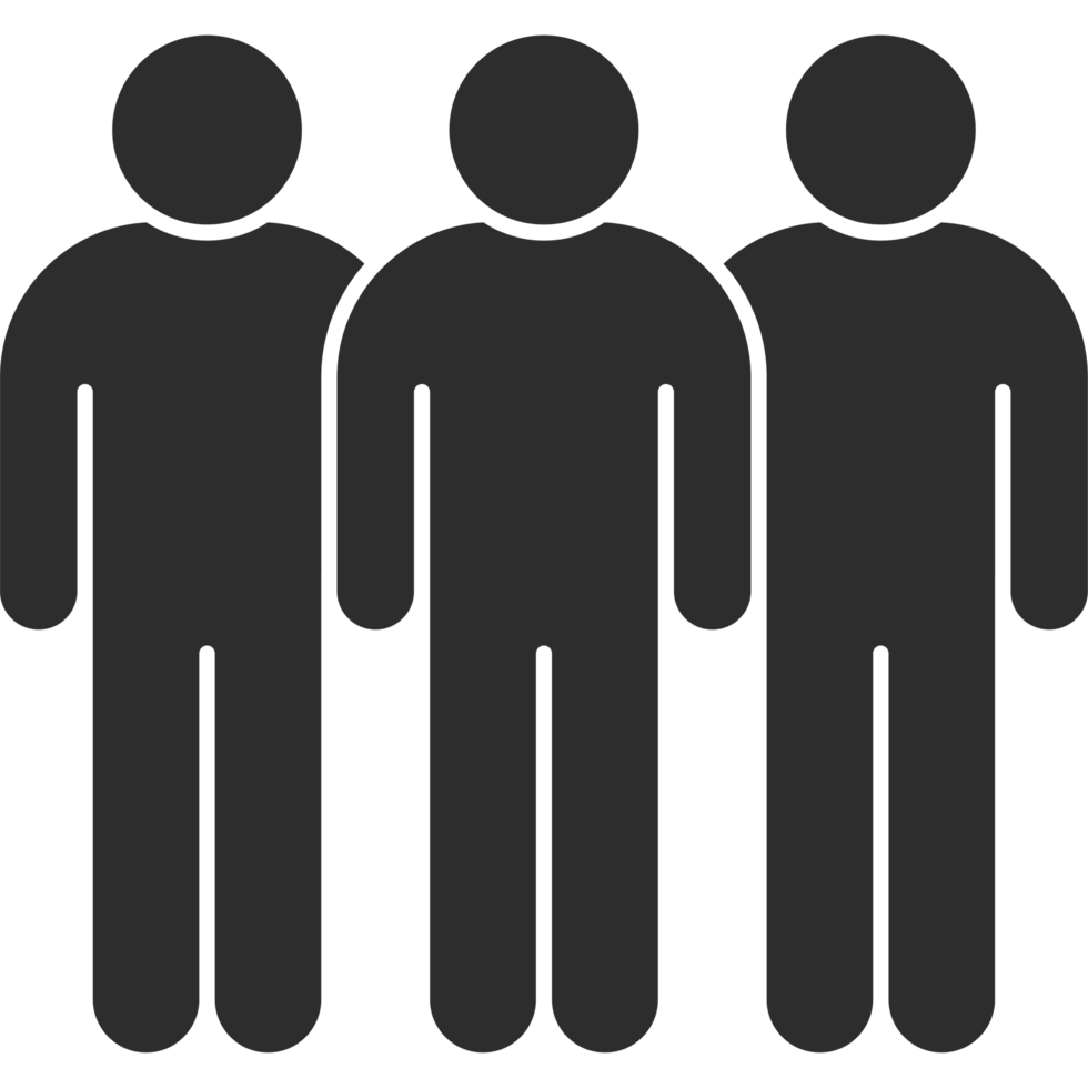 Three people standing in a line, one of them is wearing a black shirt png