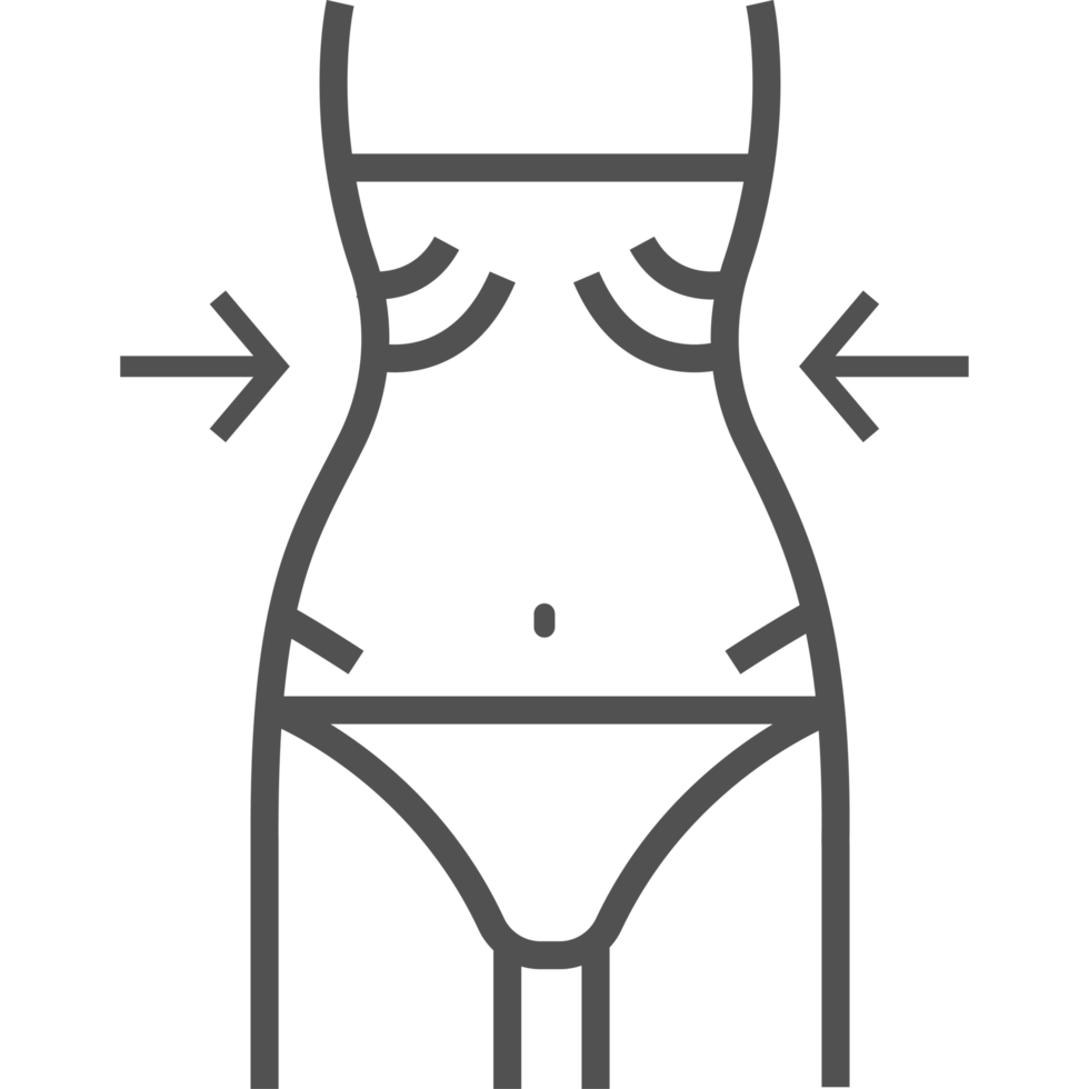 A woman's body outline with arrows pointing to the waist png