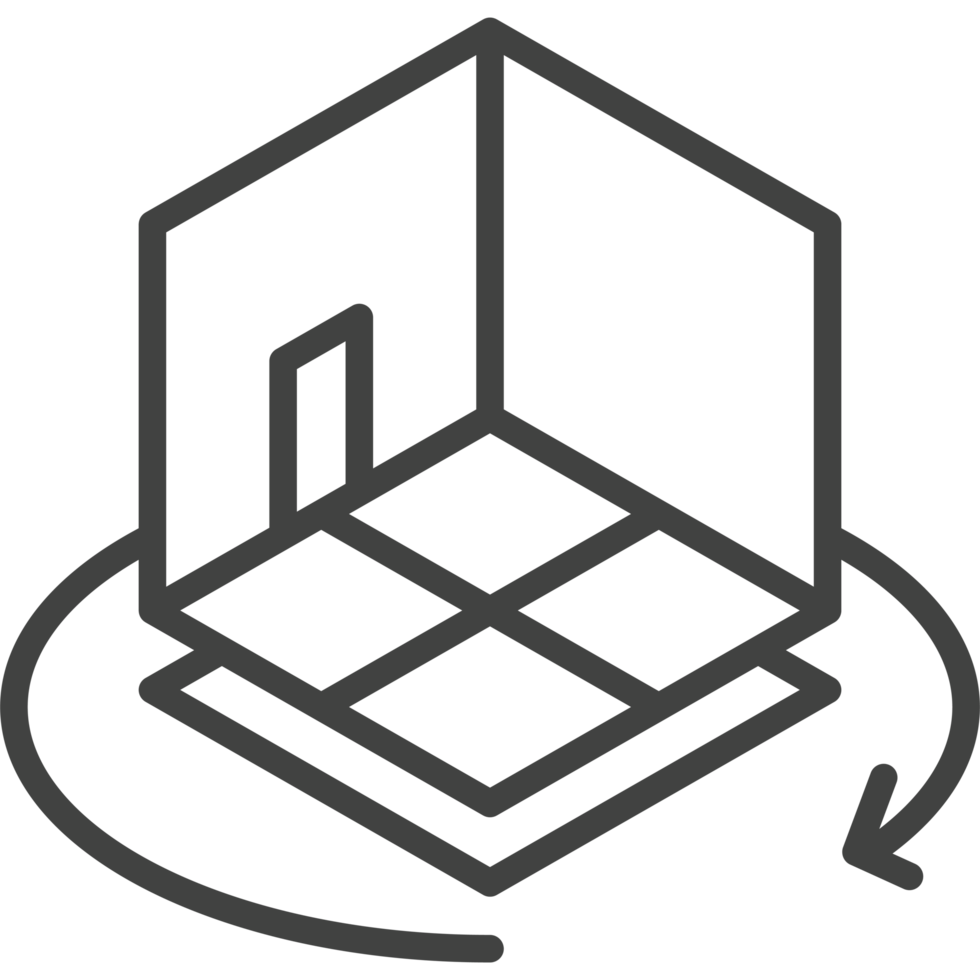 A black and white image of a box with a circle around it png
