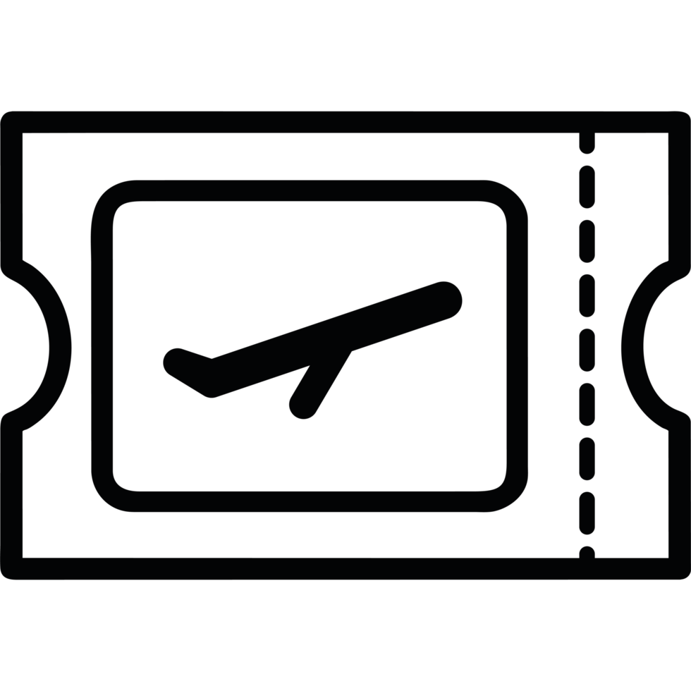 A black and white image of a ticket png