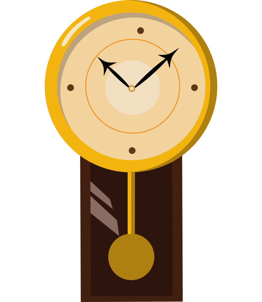 A clock with a brown face and a yellow face png