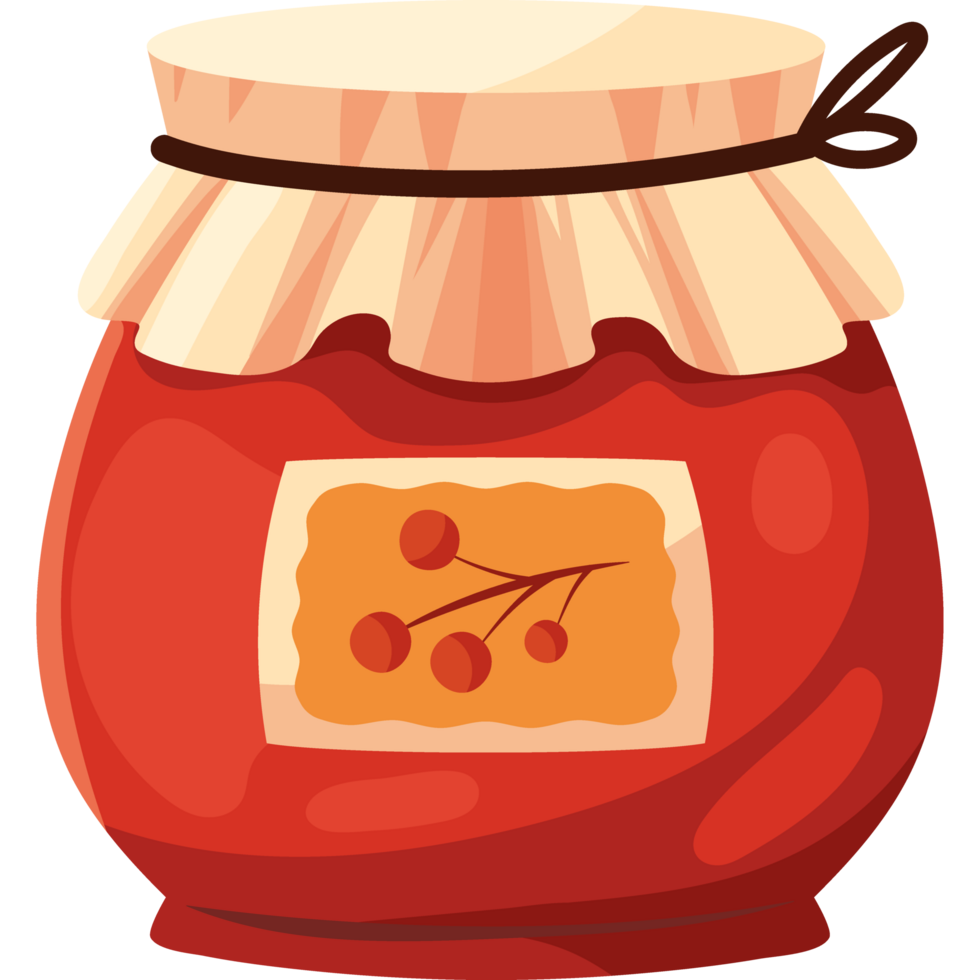 A jar of jam with berries on it png
