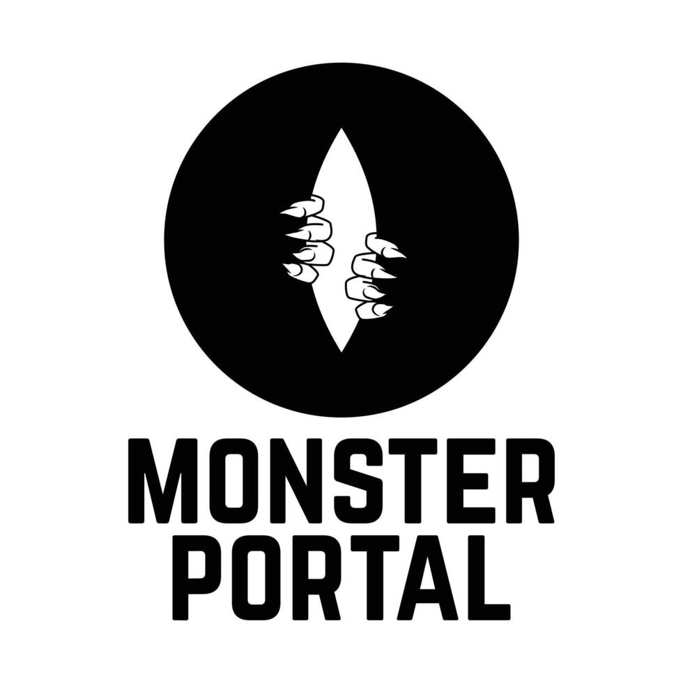 monster portal minimalist logo design vector