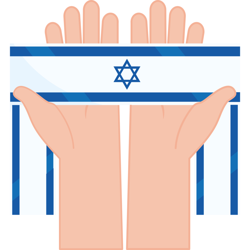 Two hands holding an israeli flag png