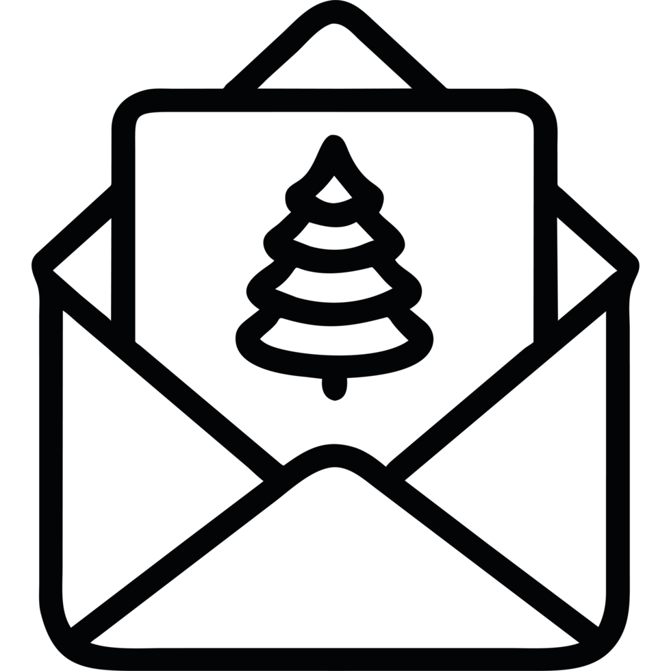 An envelope with a christmas tree inside png