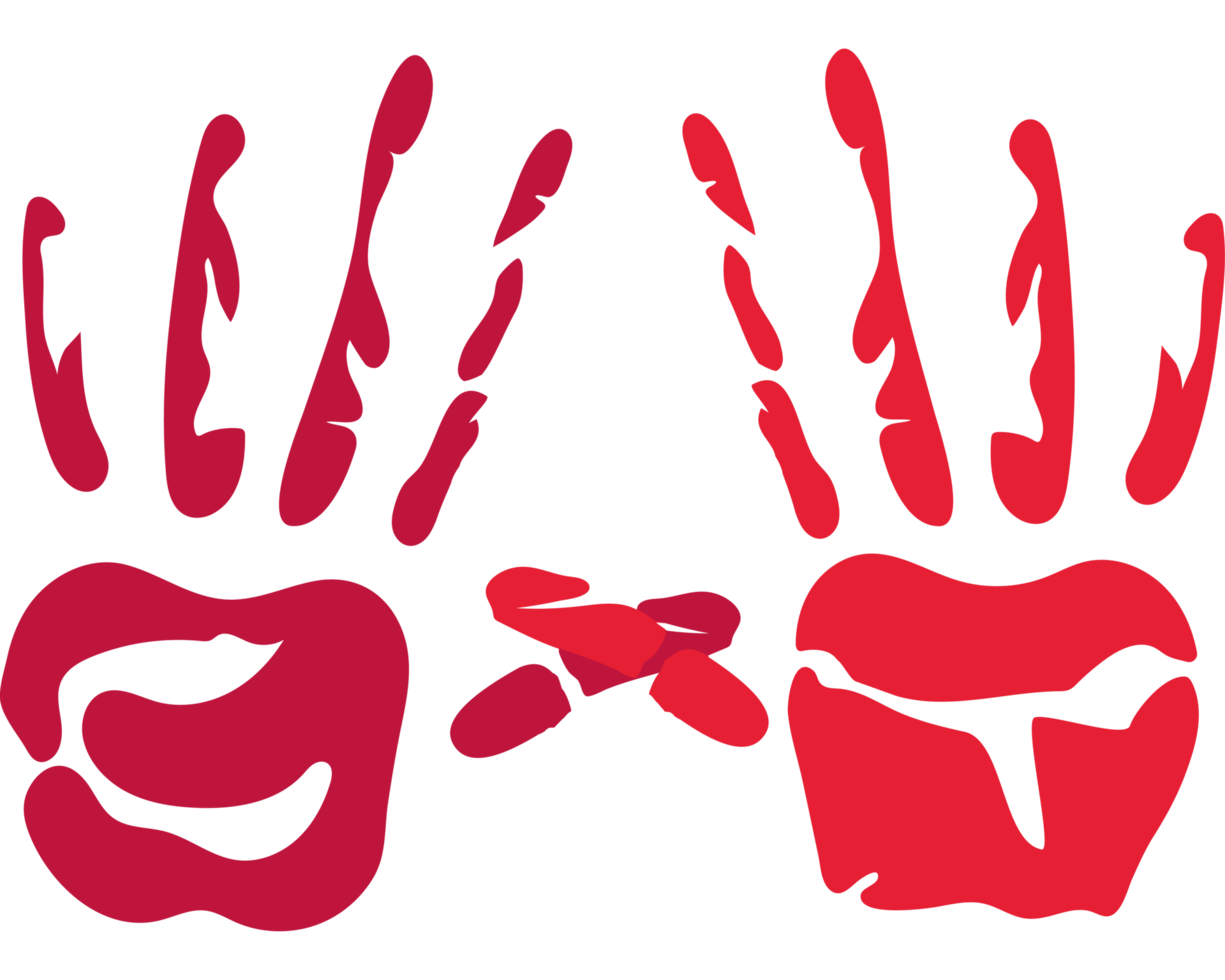 Two red hands with red hearts on them png