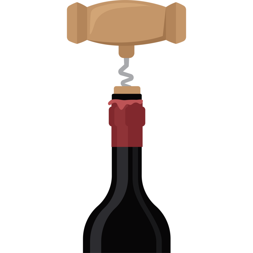 Wine bottle with cork opener png