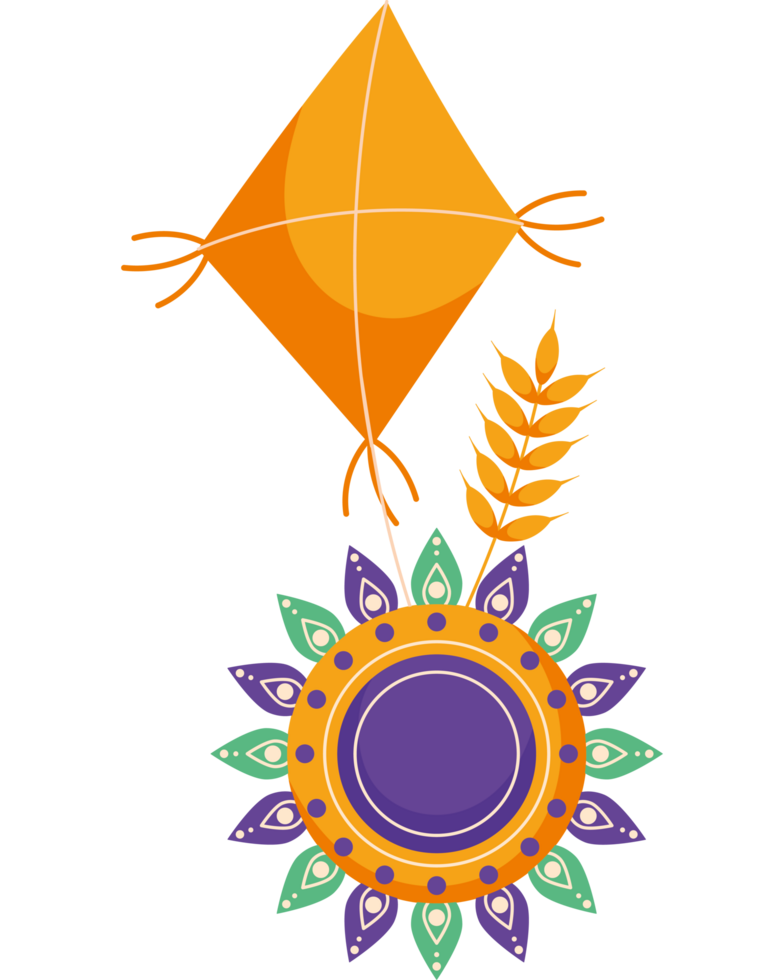 A kite with a flower and a sun png