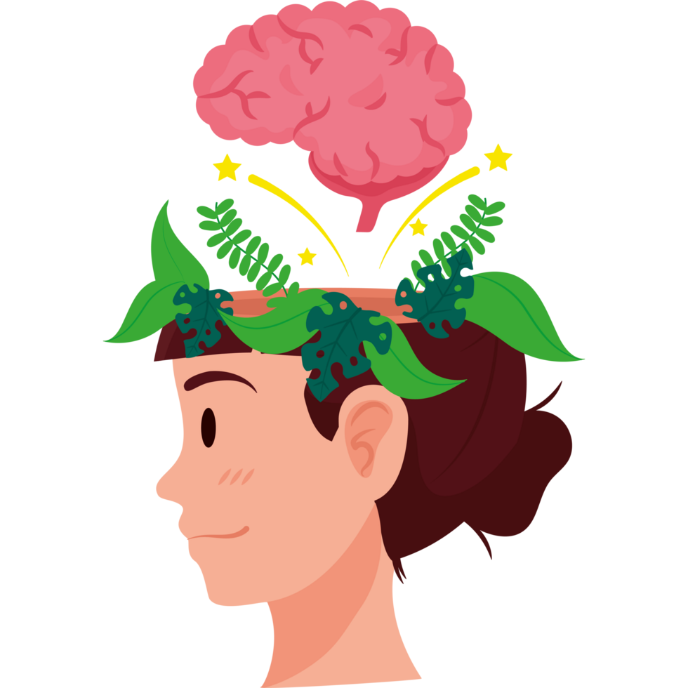 A woman with a brain in her head png
