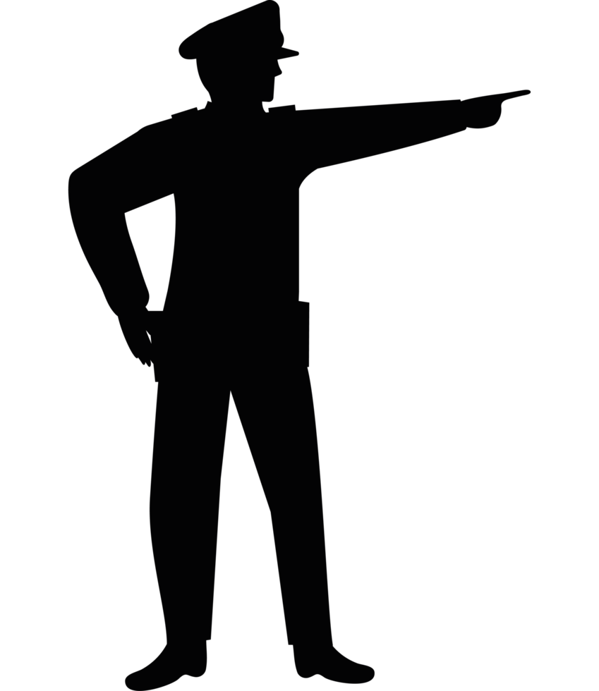 A silhouette of a man pointing at something png