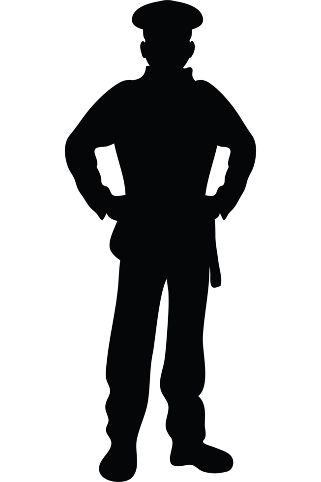 A silhouette of a man in a police uniform png