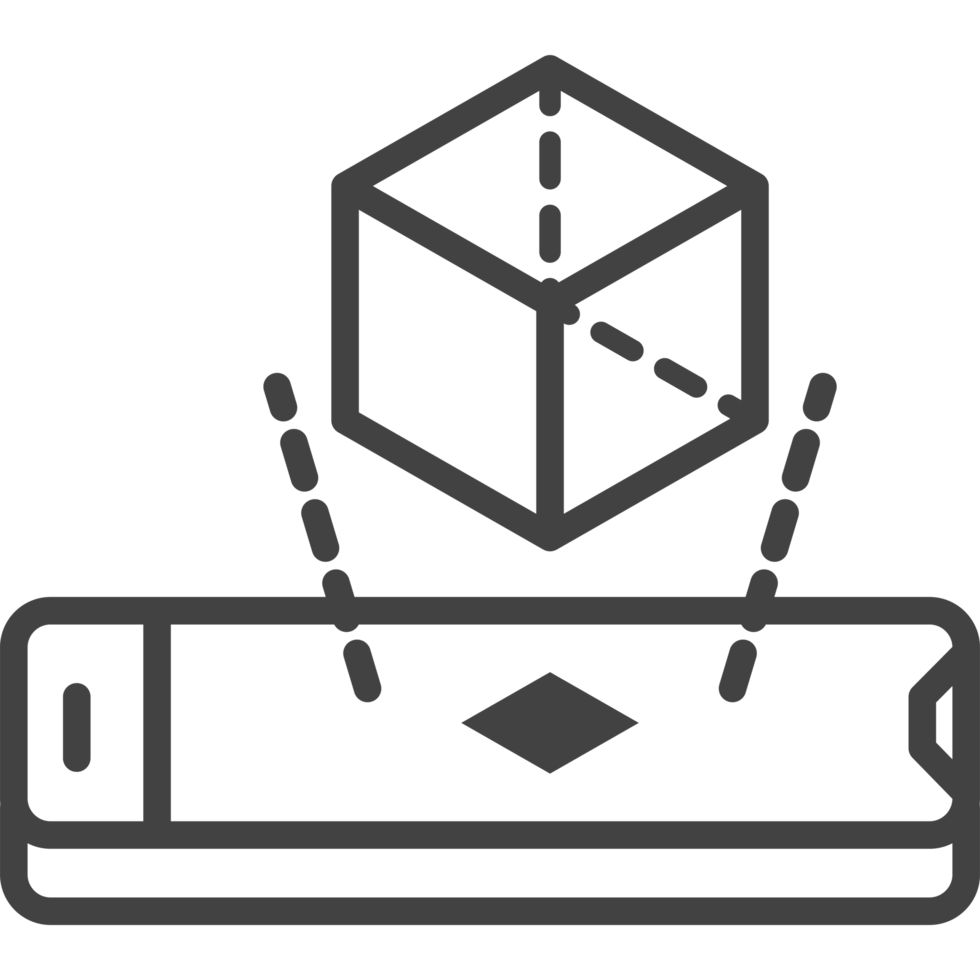 A black and white image of a box with a cube on top png