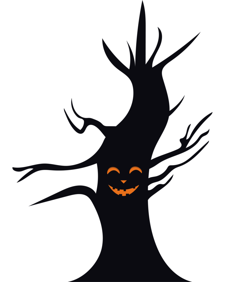 Halloween tree with a smiling face png