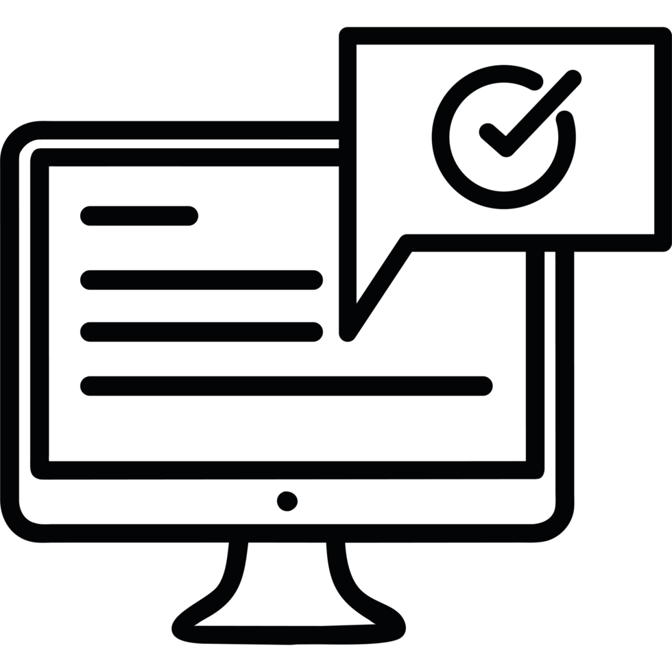 A computer monitor with a check mark on it png