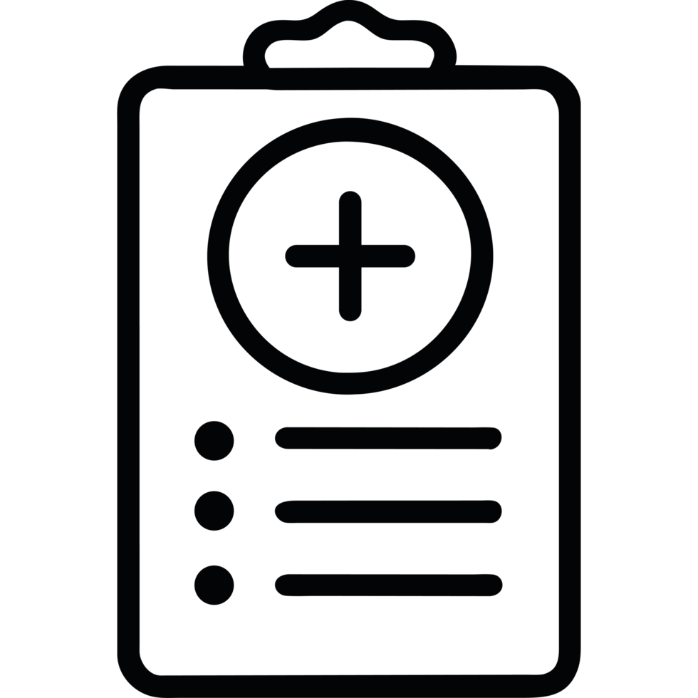A black and white icon of a clipboard png