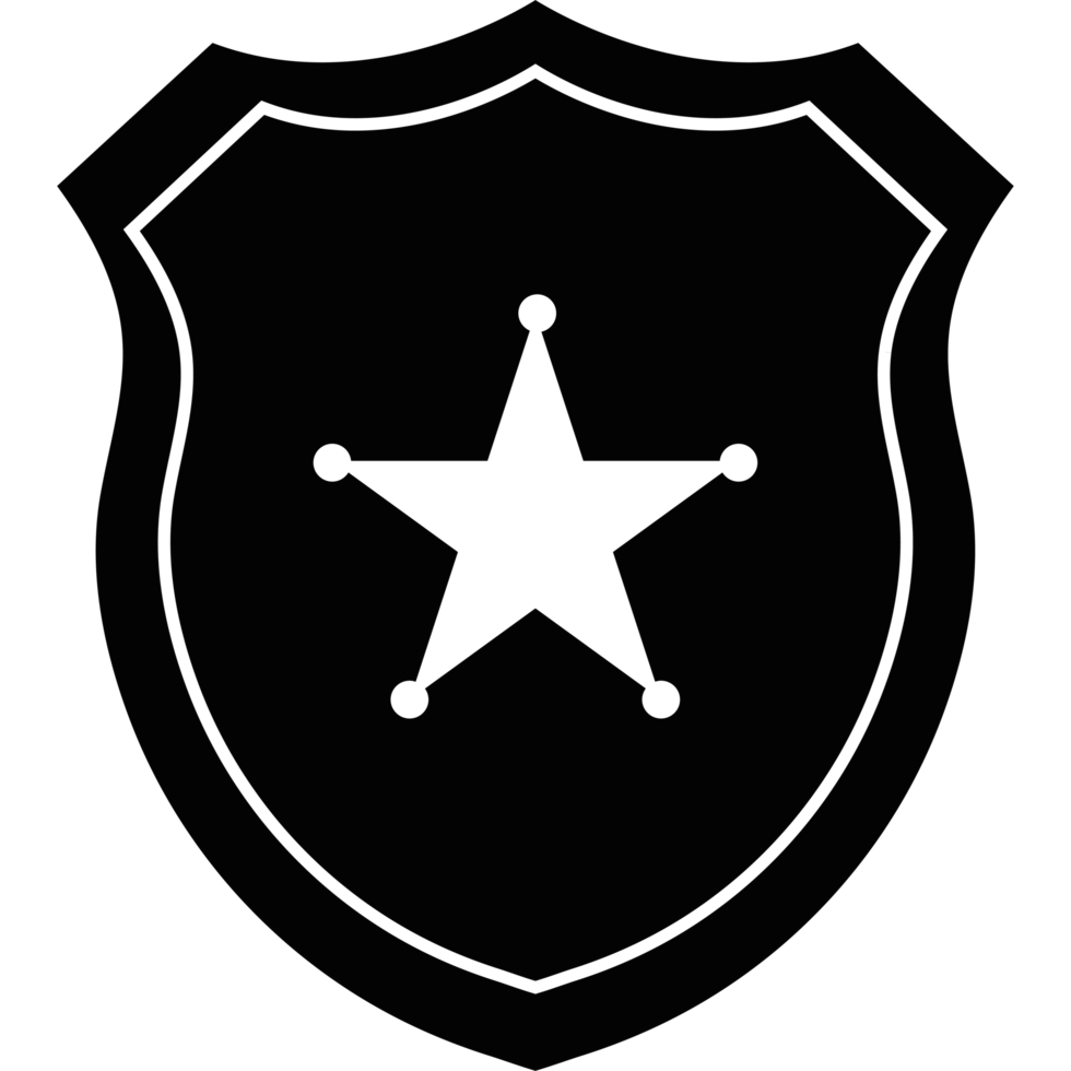 A black shield with a star on it png