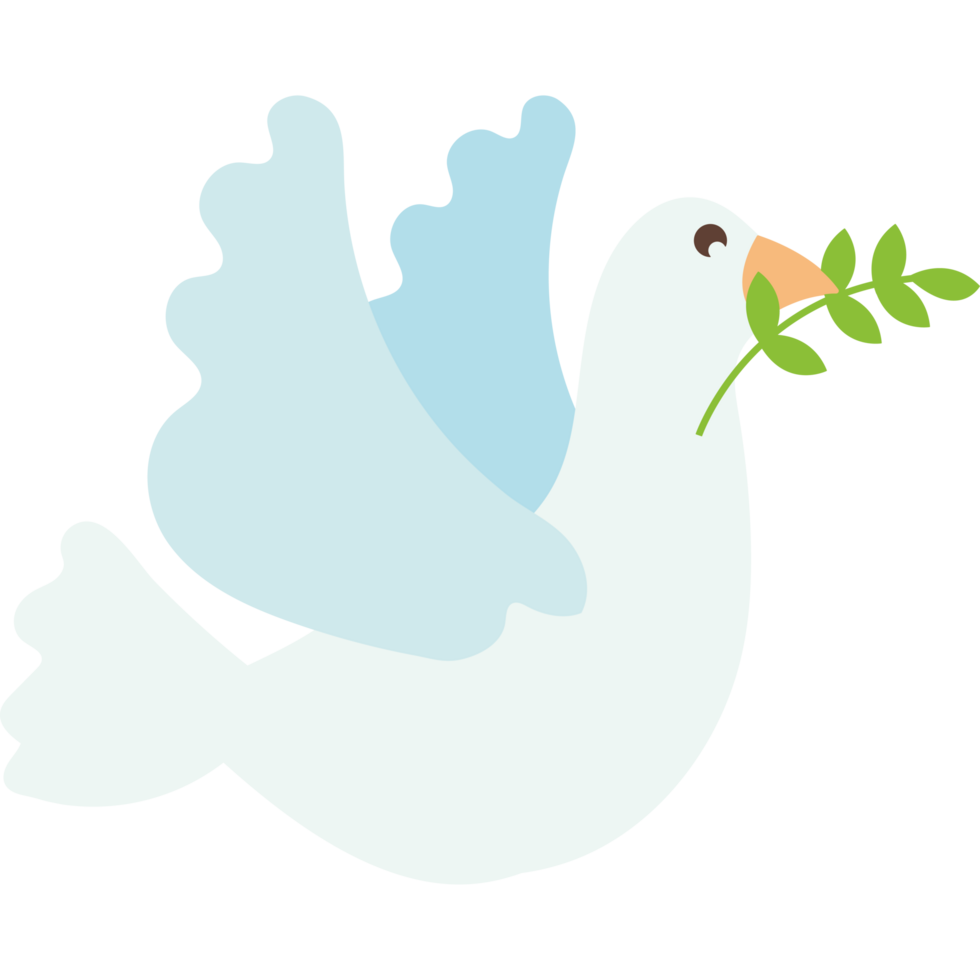A white dove with an olive branch in its beak png