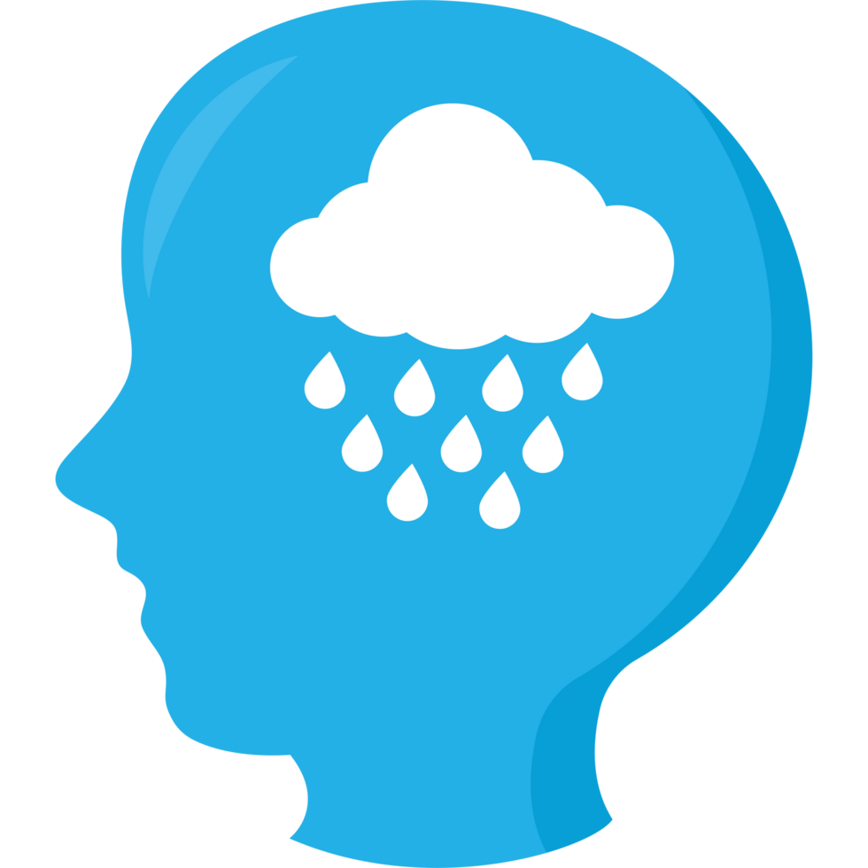 A blue head with rain drops on it png