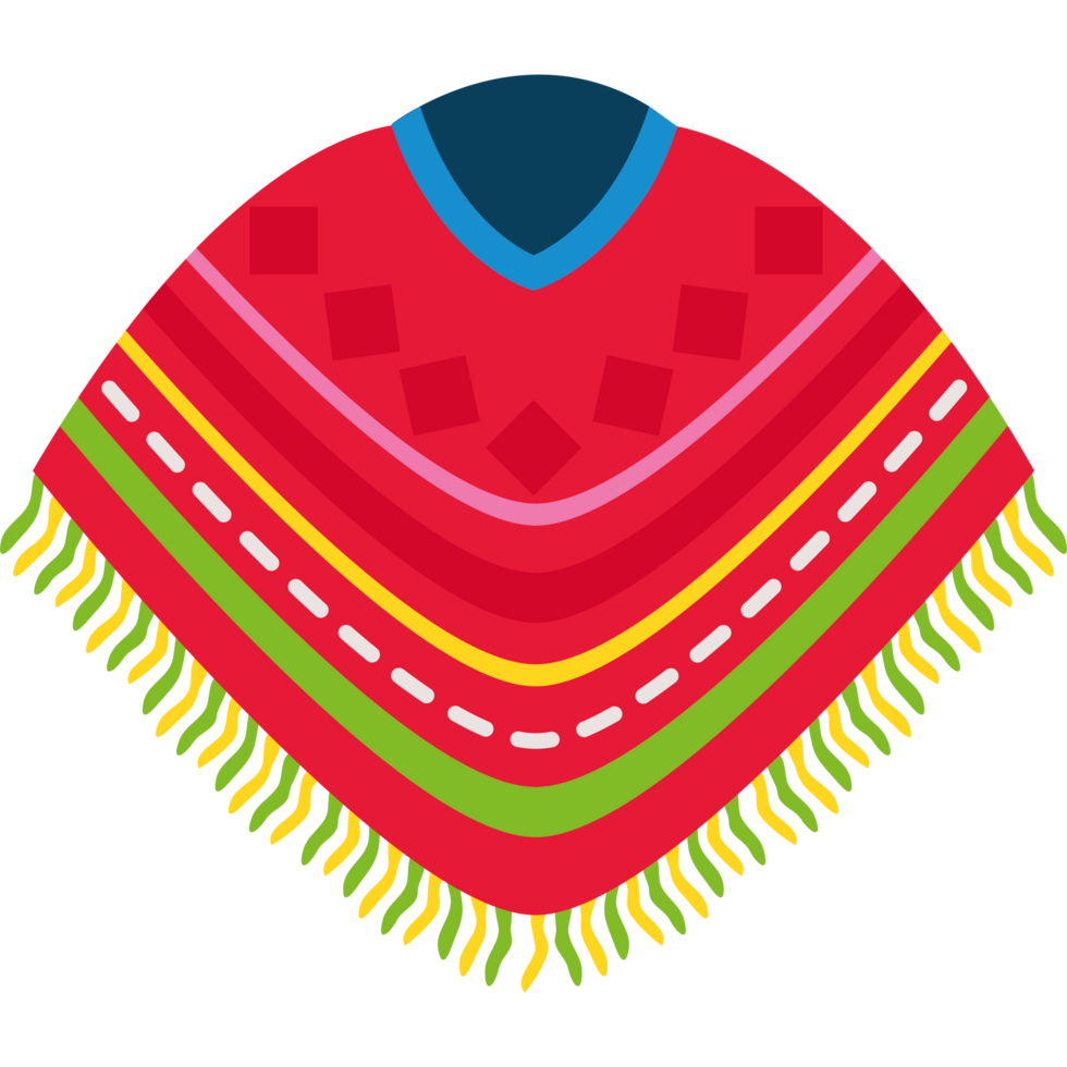 A colorful poncho with a colorful fringe png