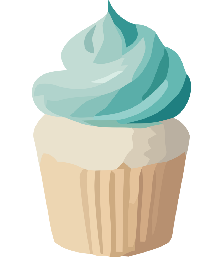 A cupcake with blue frosting on it png