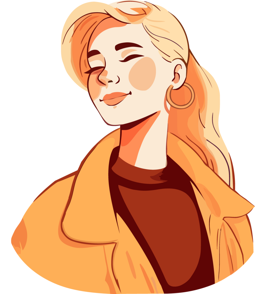A cartoon woman with blonde hair and a yellow jacket png
