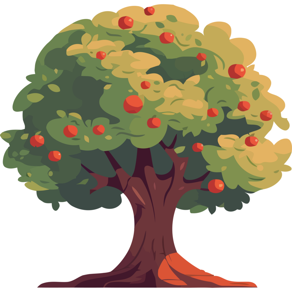 An apple tree with red apples on it png