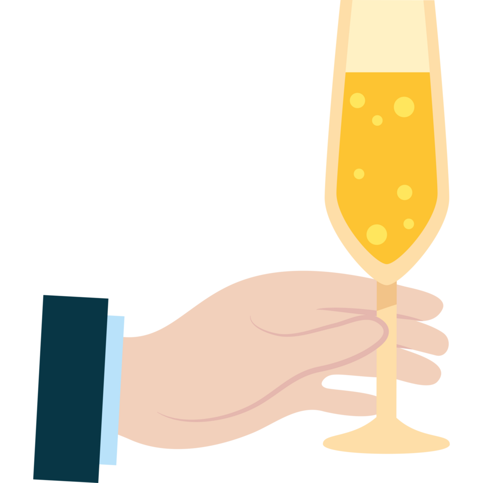 A hand holding a glass of champagne png