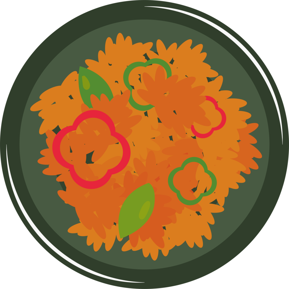 A plate of food with carrots, peppers and onions png