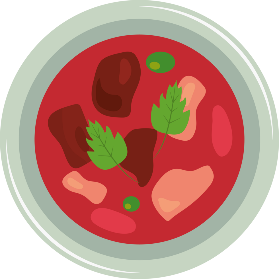 A bowl of soup with meat and vegetables png