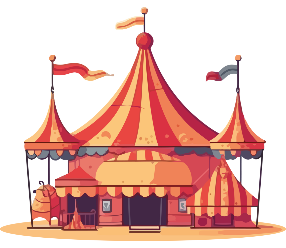 A cartoon circus tent with a big top png