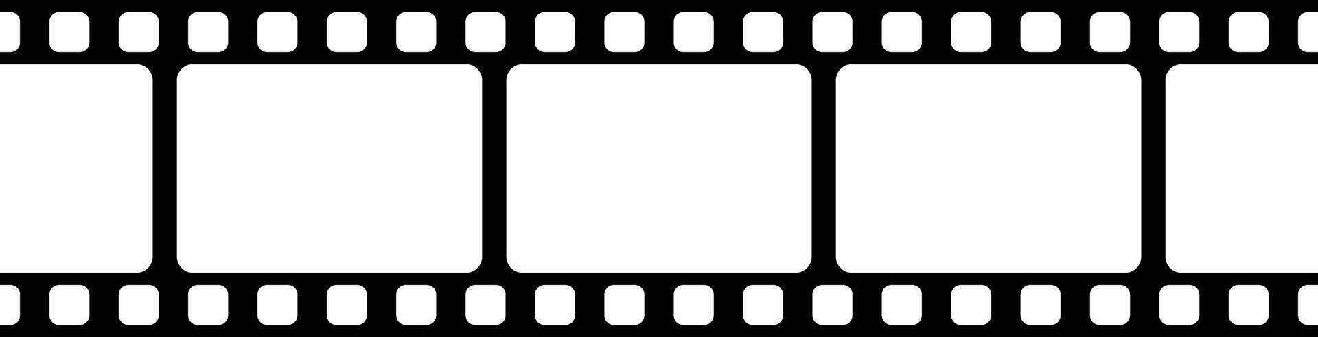 Seamless blank film strip texture on transparent background. Film strip line icon in flat. Camera roll film negative reel. Cinema tape, retro tape frame or border. Photo, cinema or movie negative vector