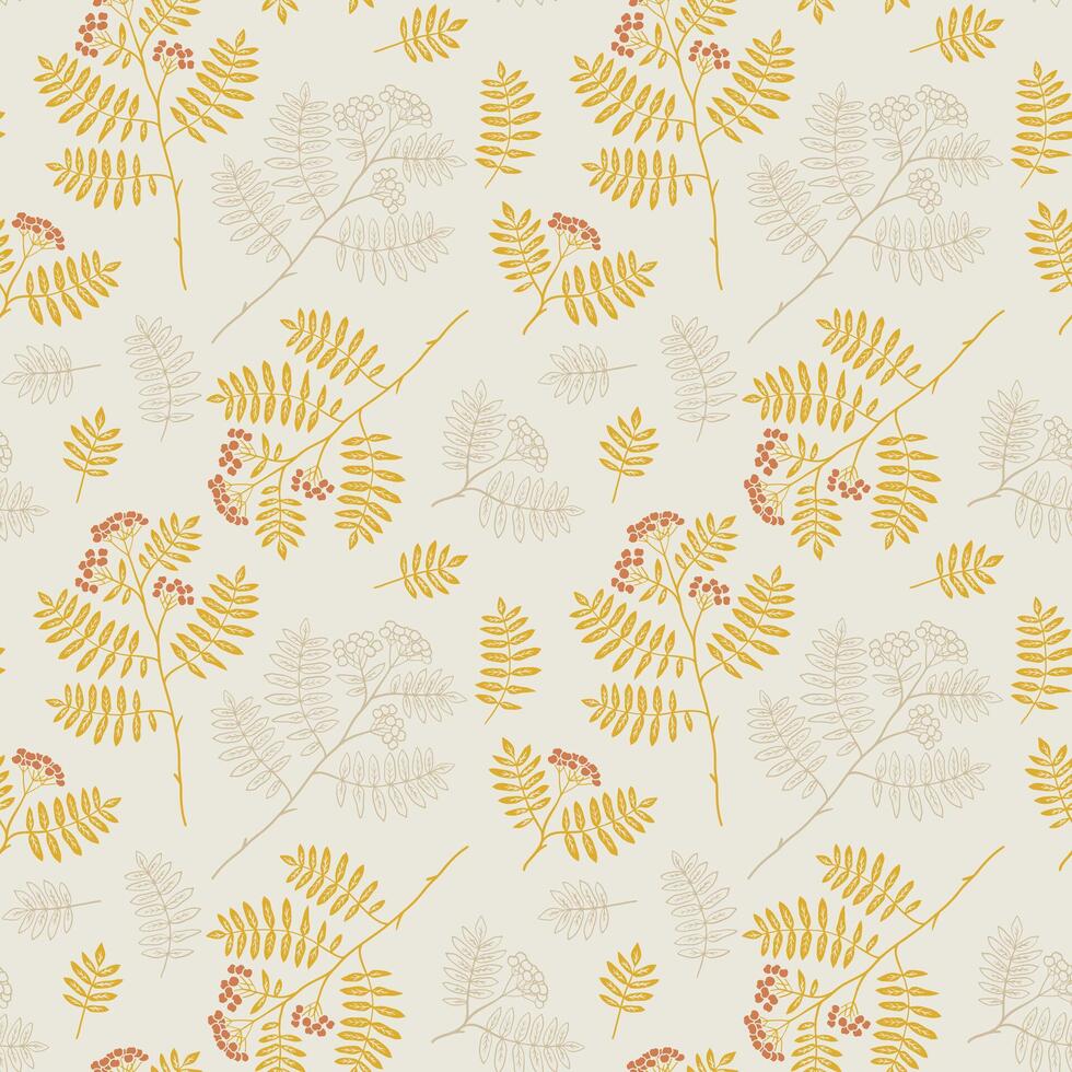 Fall pattern with rowan and leaves vector