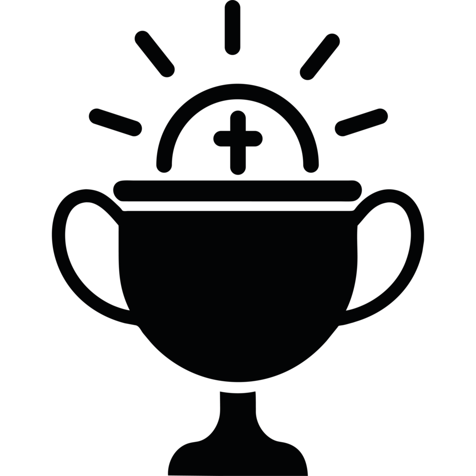 A black and white icon of a trophy png