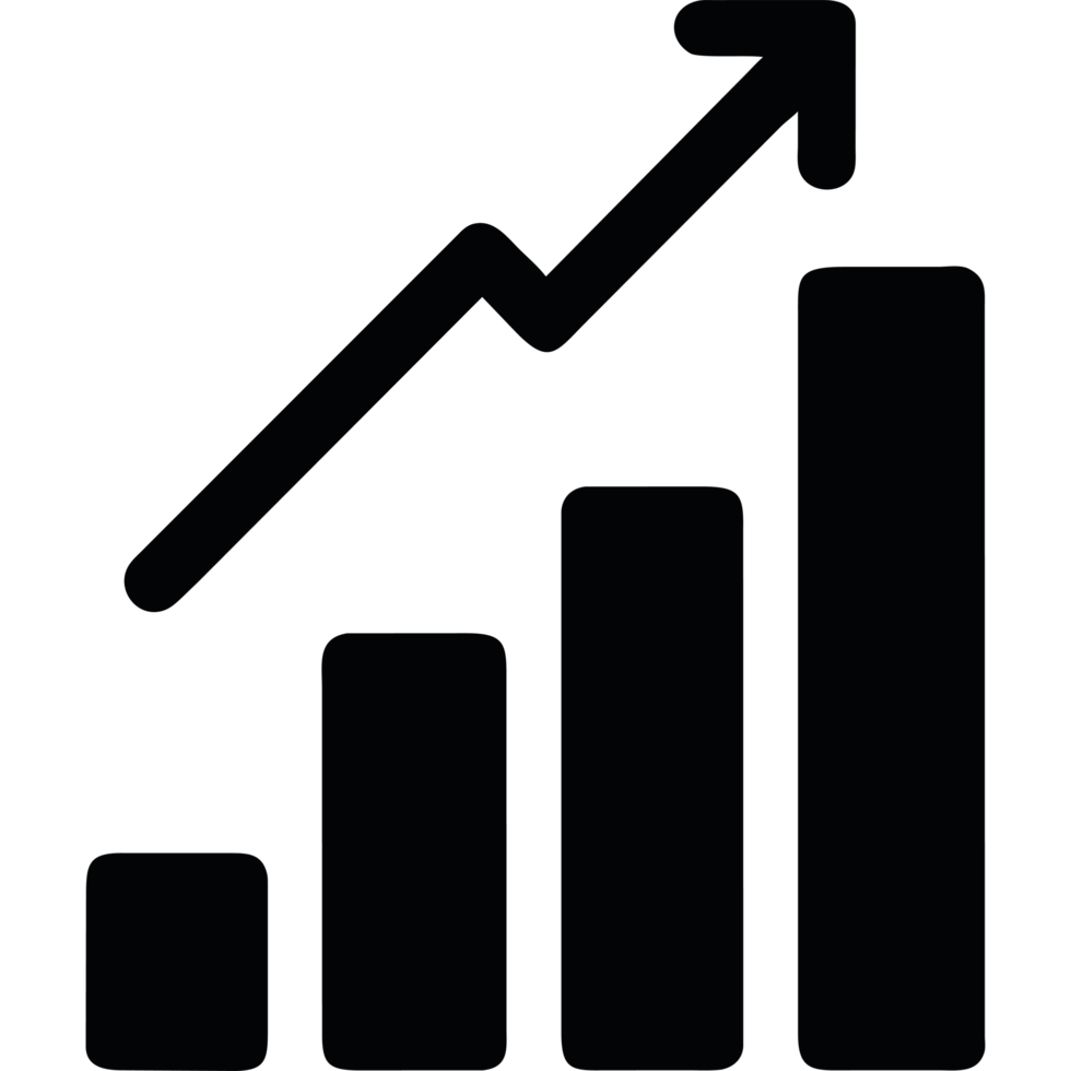 A graph with an arrow going up png