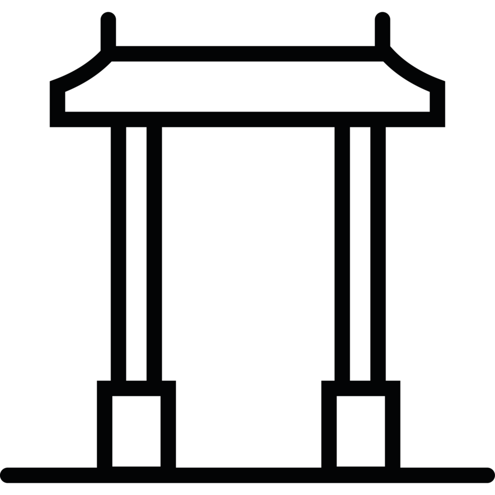 A black and white illustration of a chinese gate png
