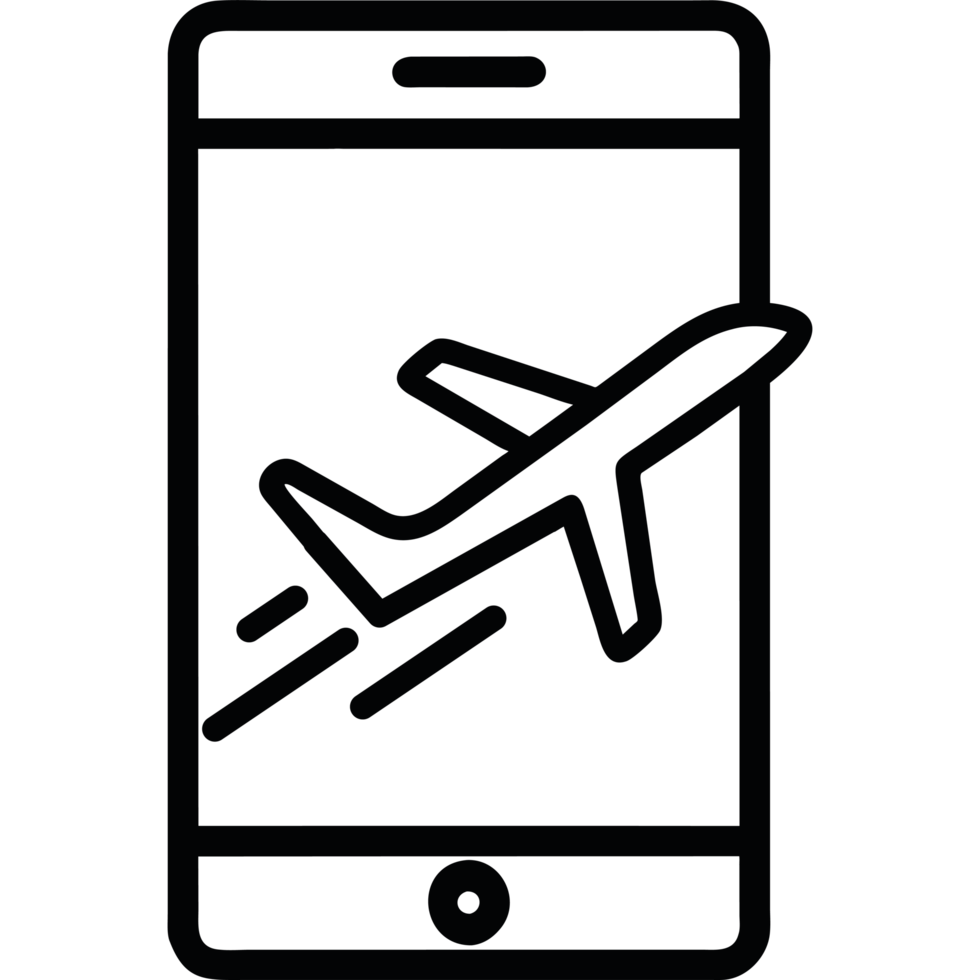 An airplane flying over a cell phone png