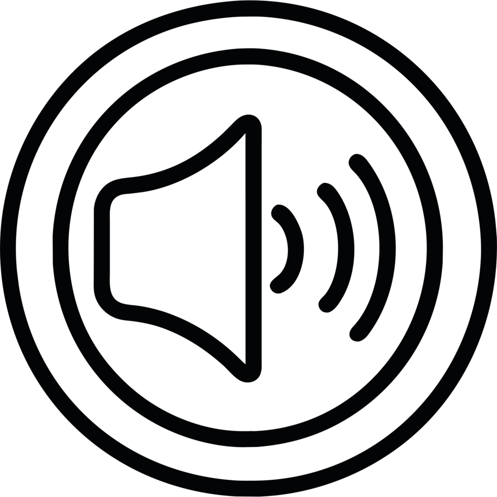 A black and white image of a speaker png