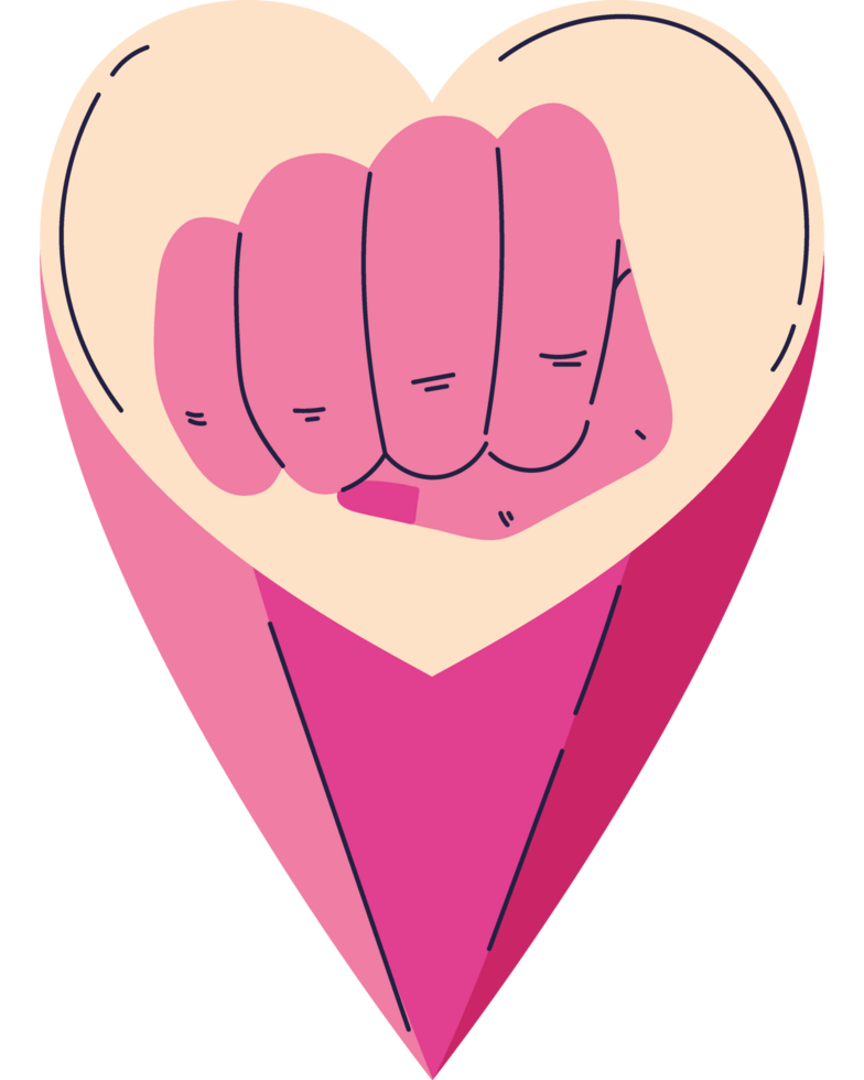 A pink heart shaped ice cream with a fist in it png