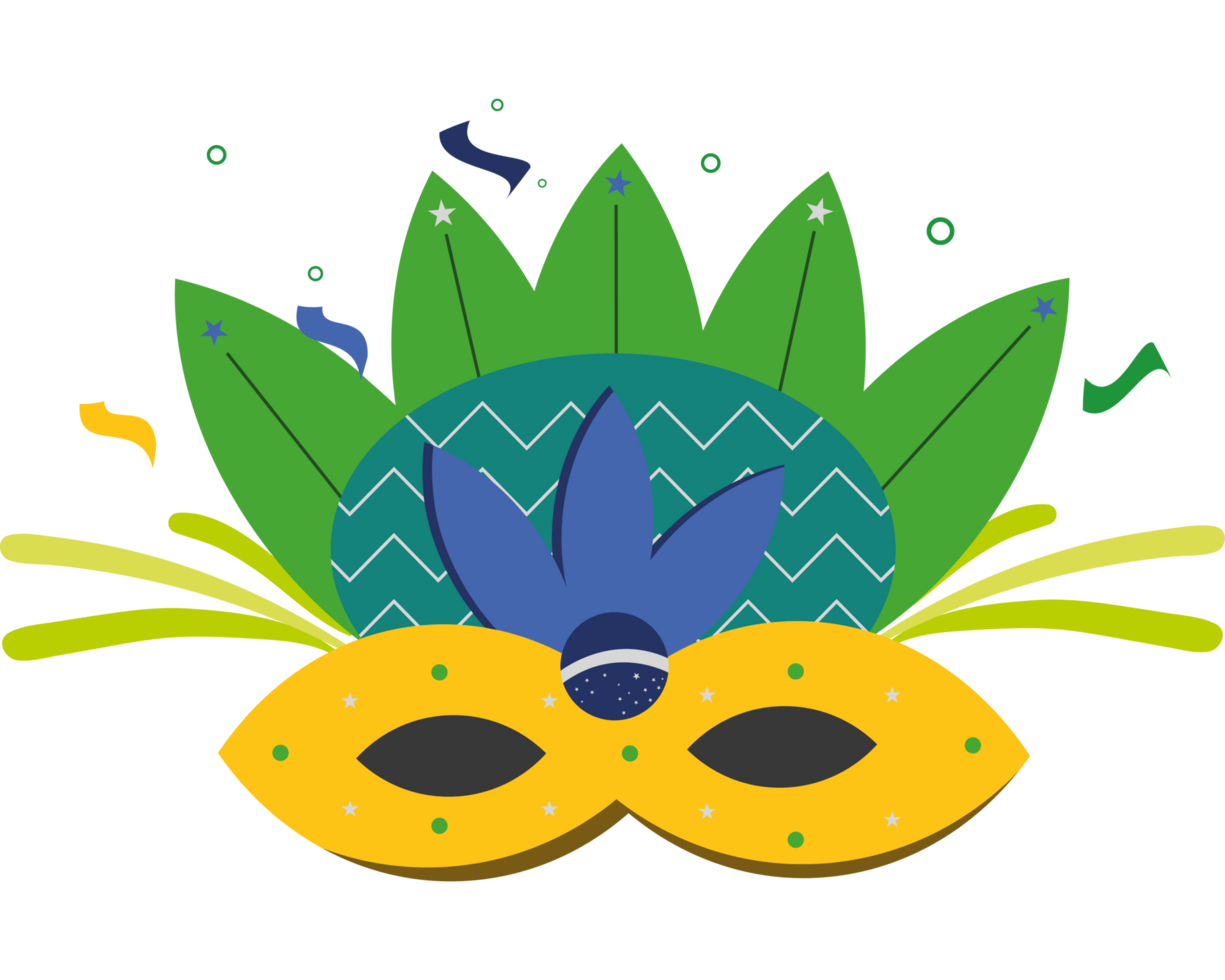 A colorful mask with leaves and flowers png