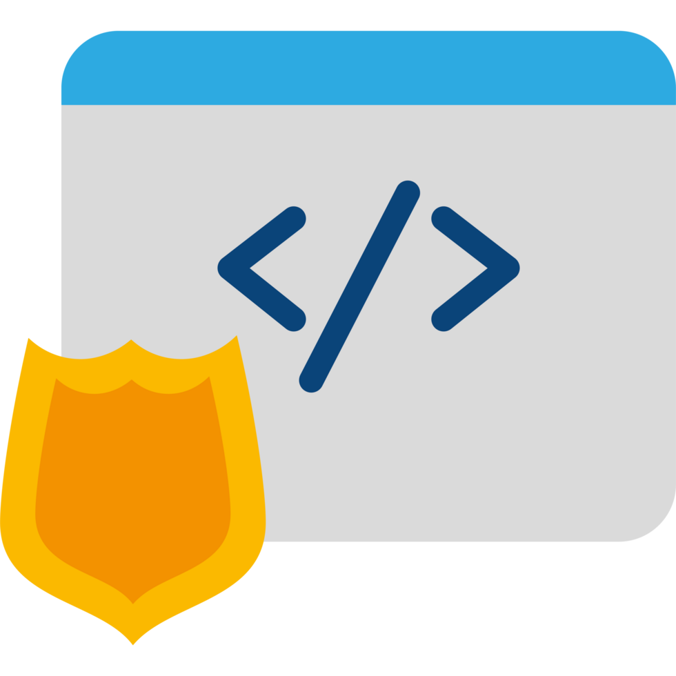A shield and a code symbol on a computer screen png