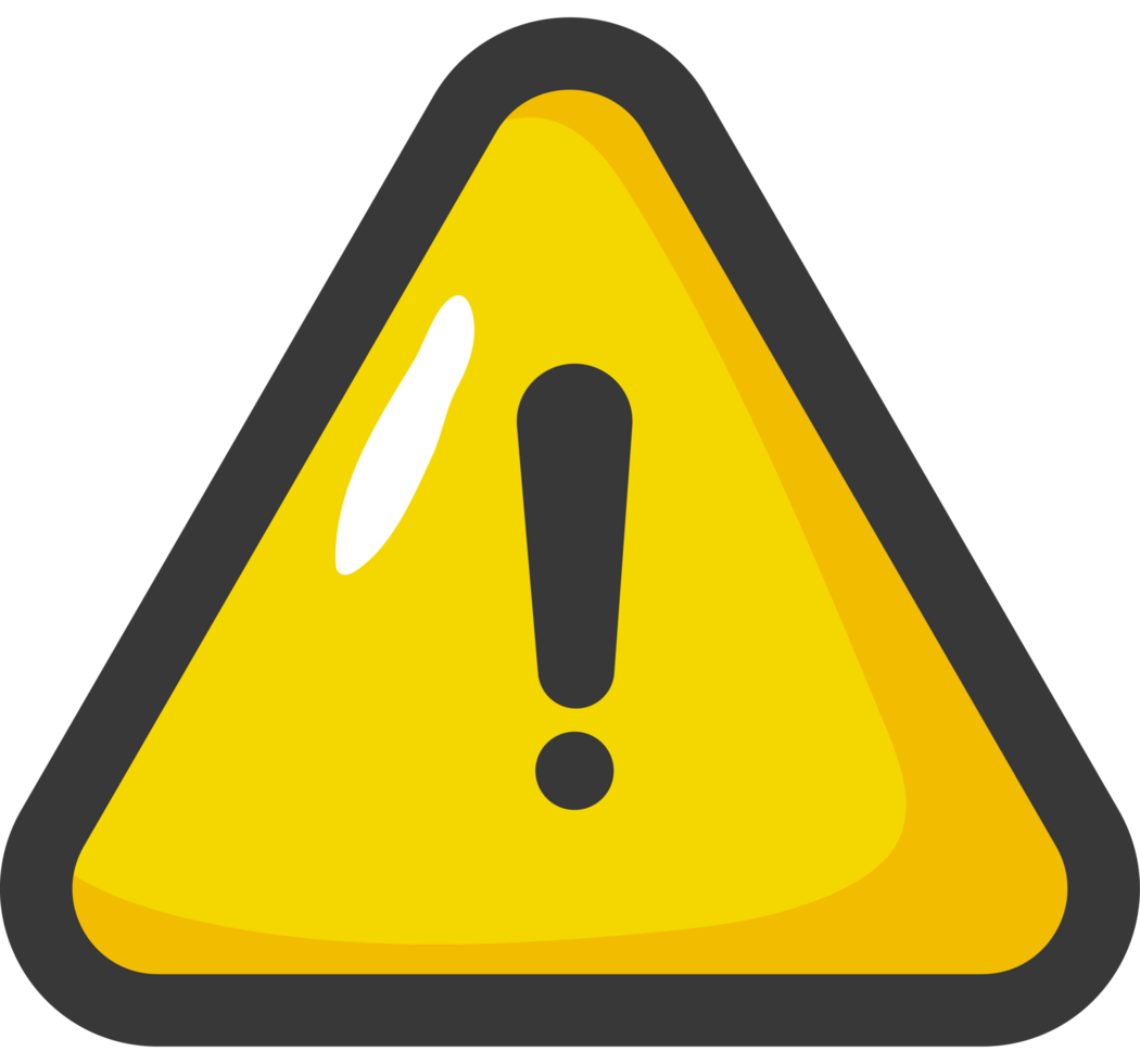 A yellow caution sign with an exclamation mark png