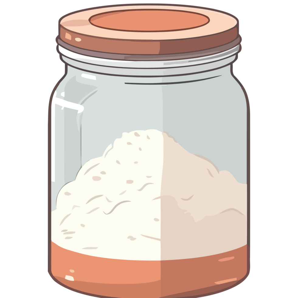 A jar of flour with a lid on it png