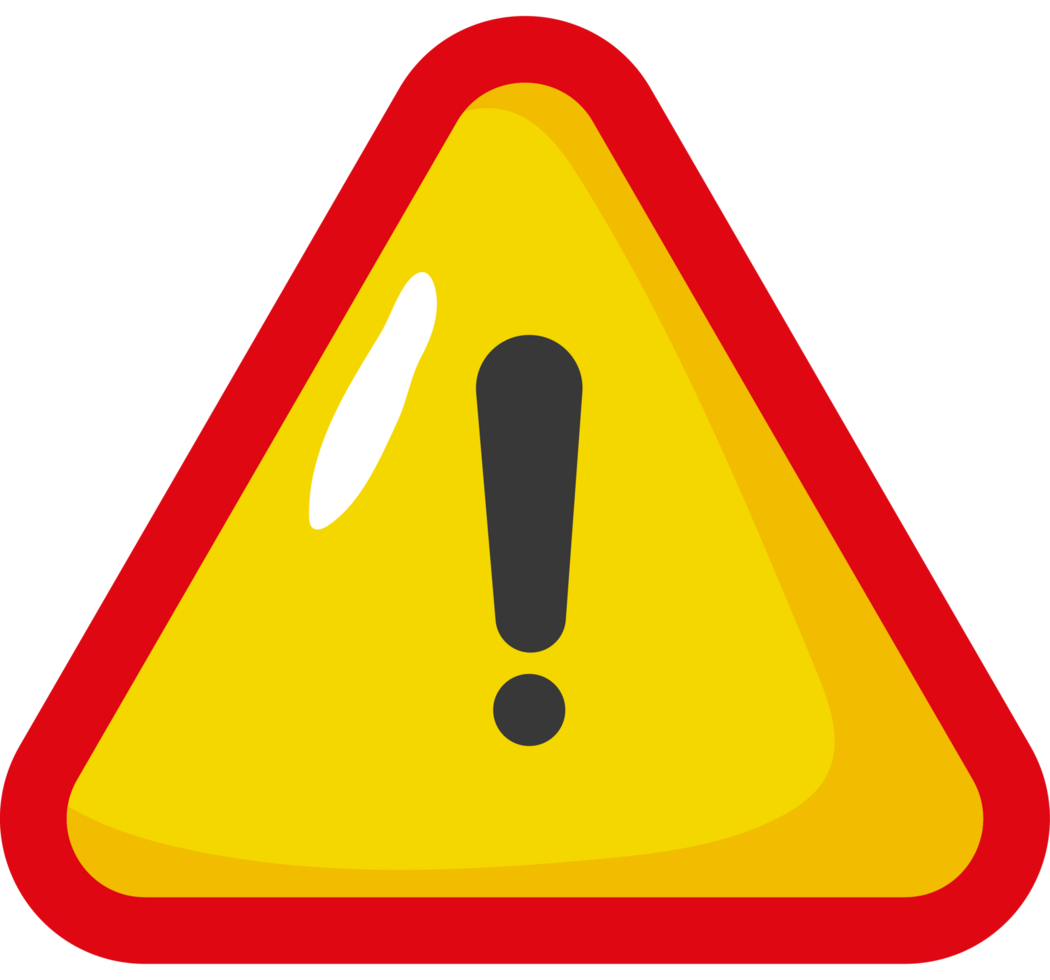 A yellow warning sign with an exclamation mark png
