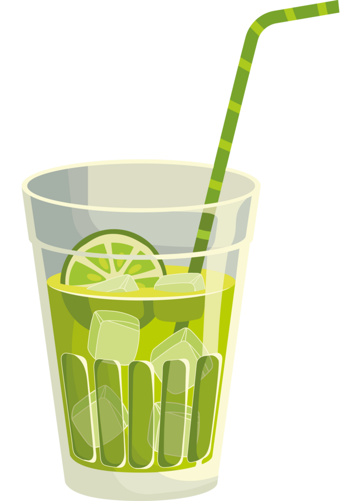 A glass of lime juice with a straw png