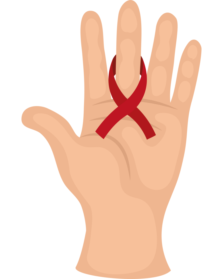 A hand with a red ribbon on it png