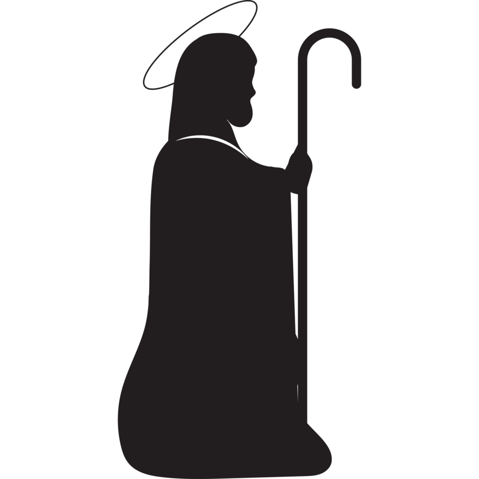 A silhouette of a man holding a staff png